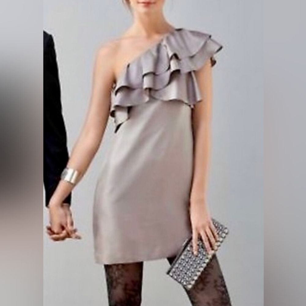 Banana Republic Silk One-Shoulder Ruffle Cocktail Dress